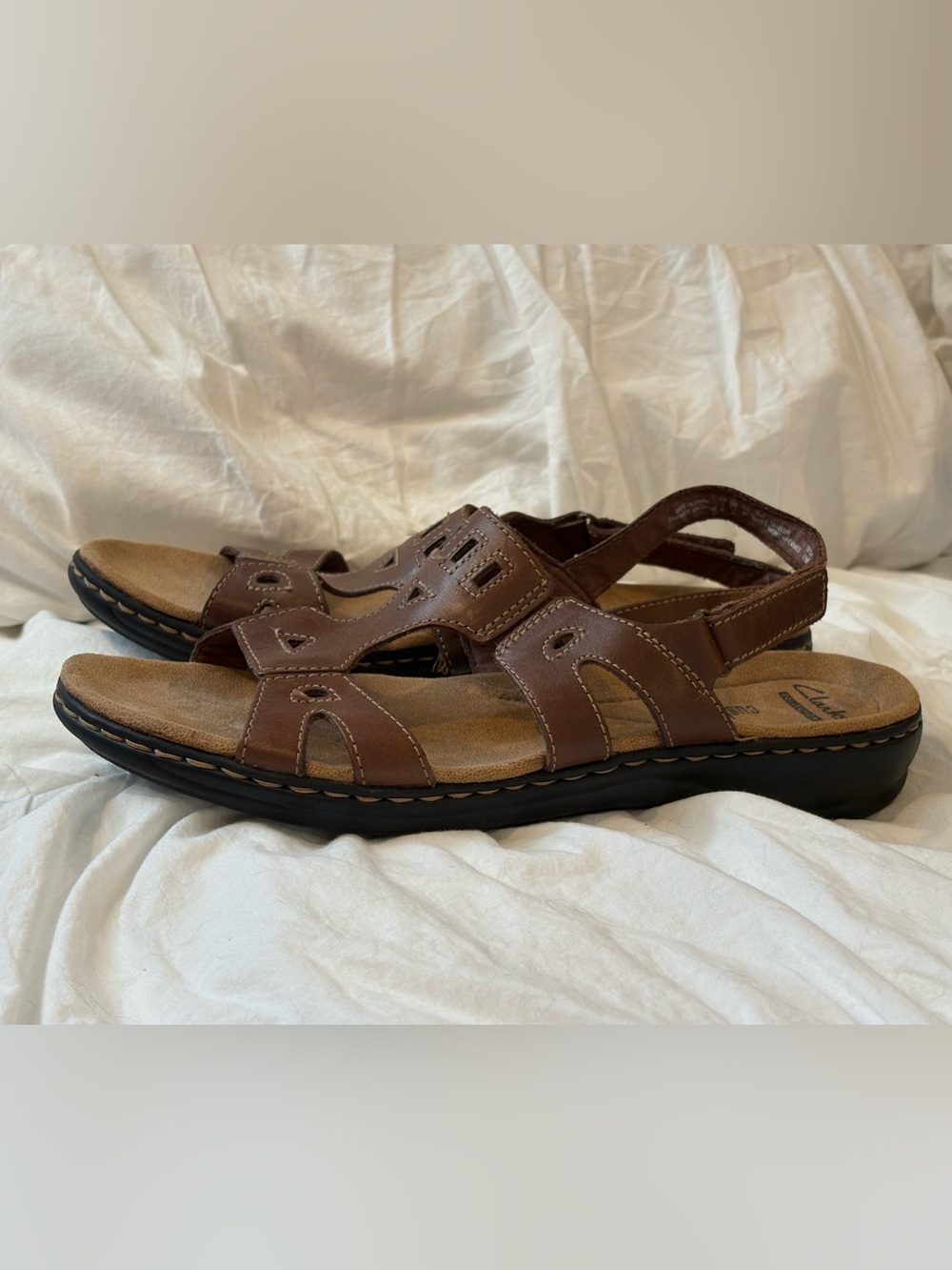 Clarks Brown Leather Comfort Sandals Women’s 9.5 Slingback